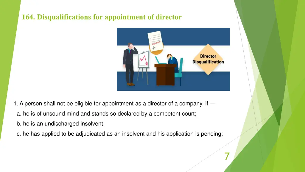 164 disqualifications for appointment of director