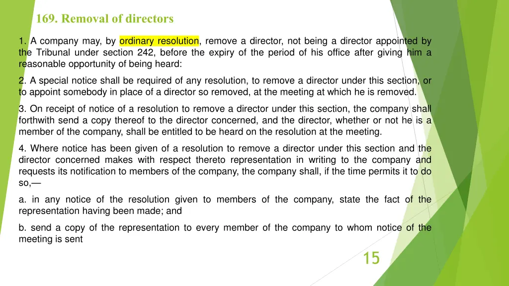 169 removal of directors