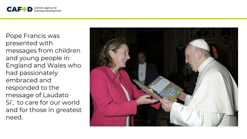 pope francis was presented with messages from