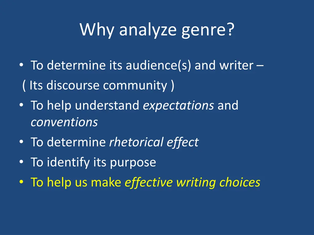 why analyze genre