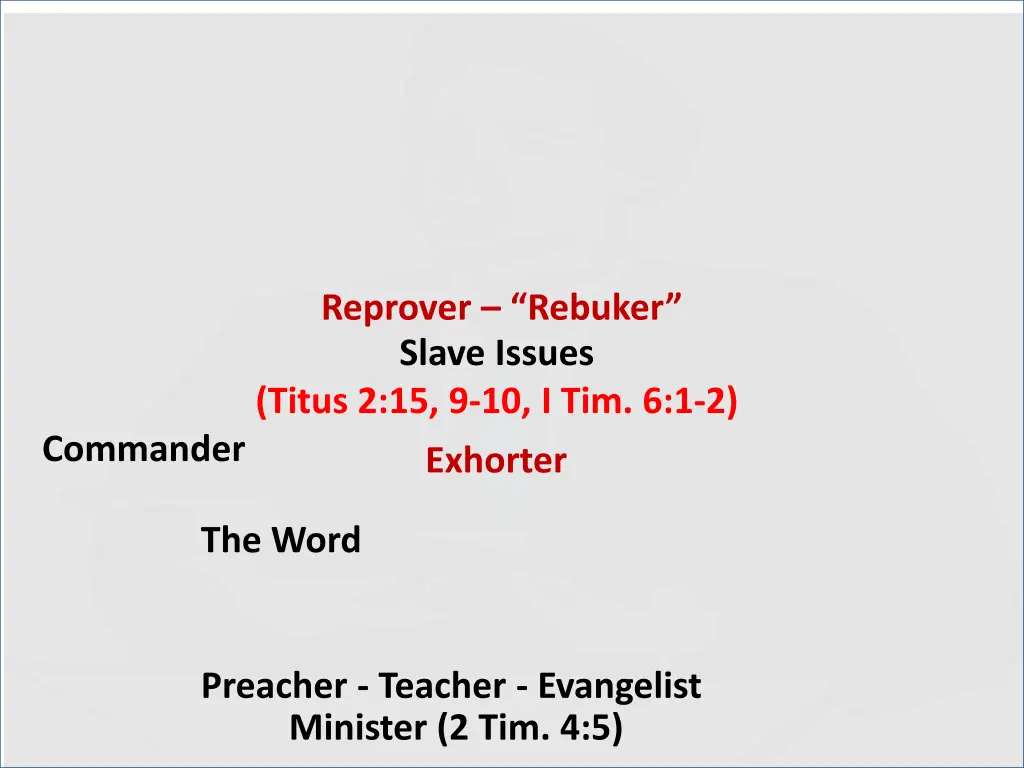 reprover rebuker slave issues titus