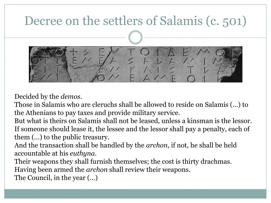 decree on the settlers of salamis c 501