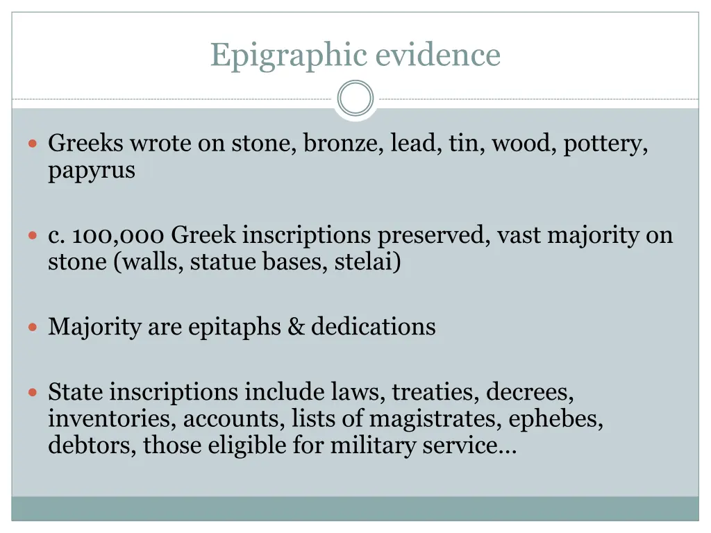epigraphic evidence