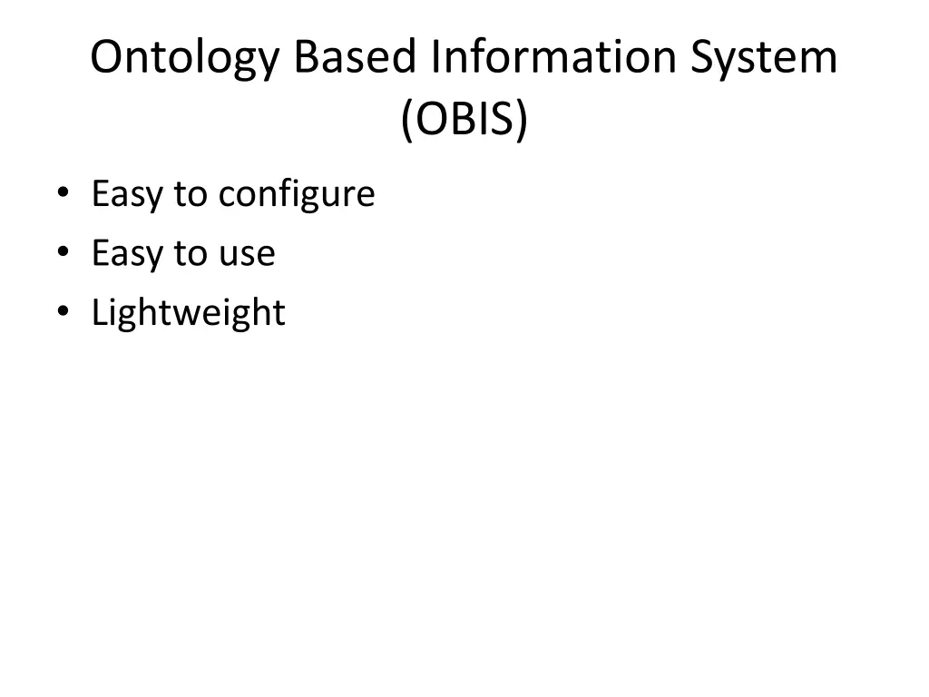 ontology based information system obis