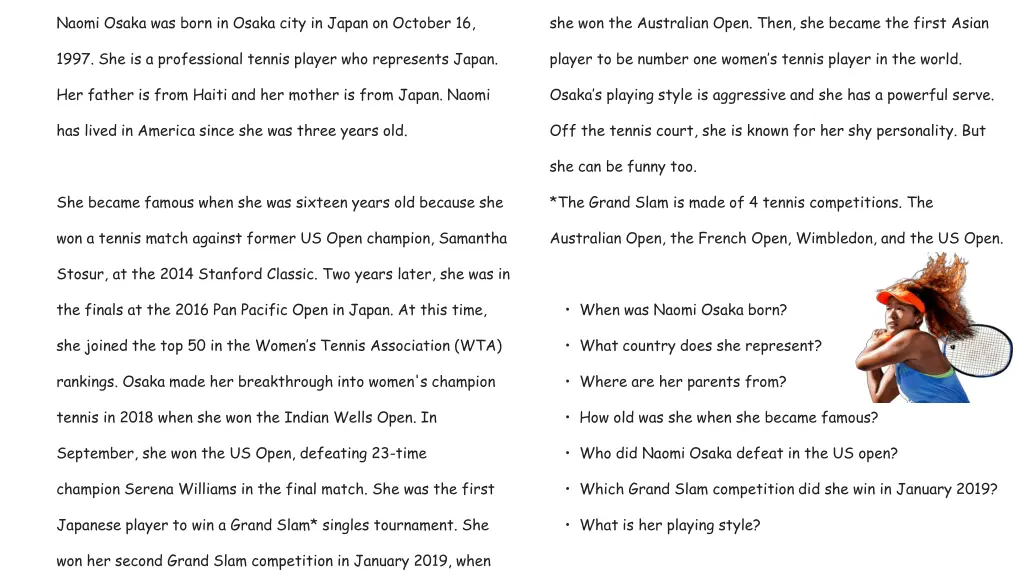 naomi osaka was born in osaka city in japan