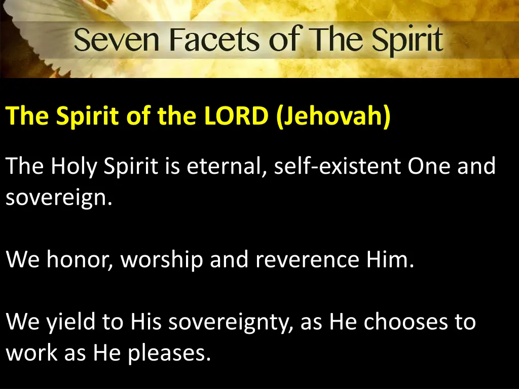 the spirit of the lord jehovah