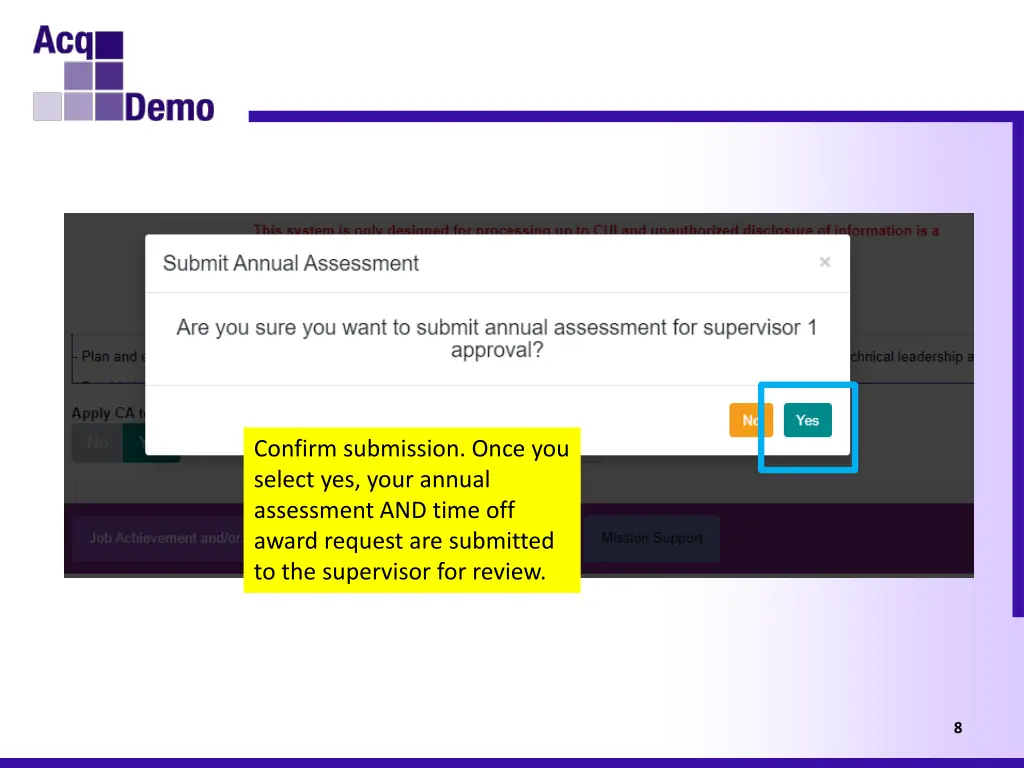 confirm submission once you select yes your