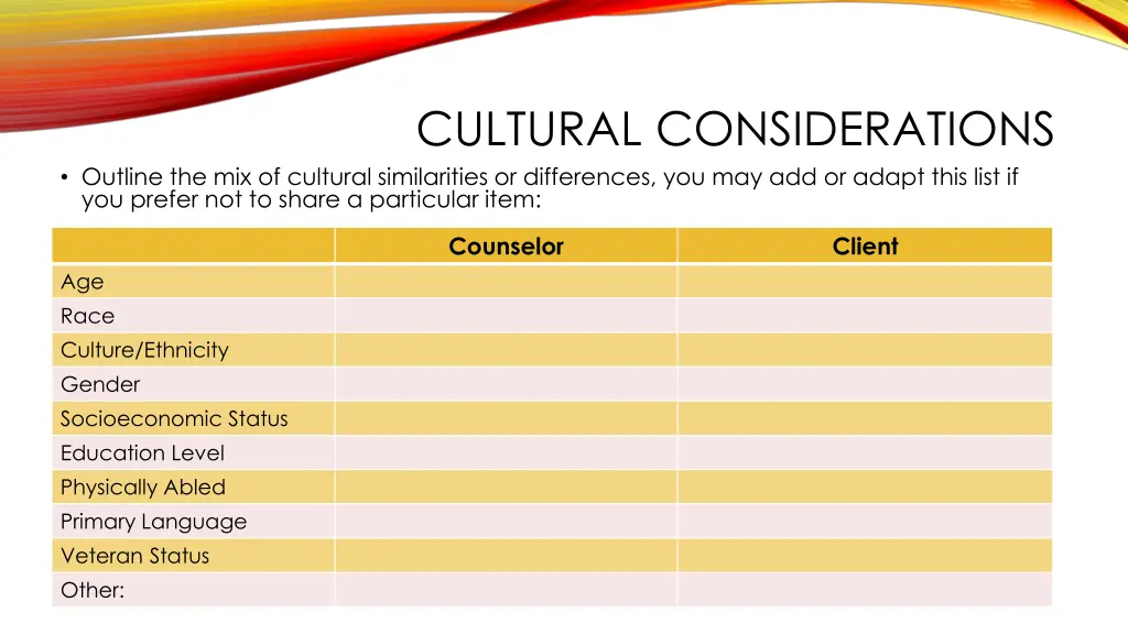 cultural considerations
