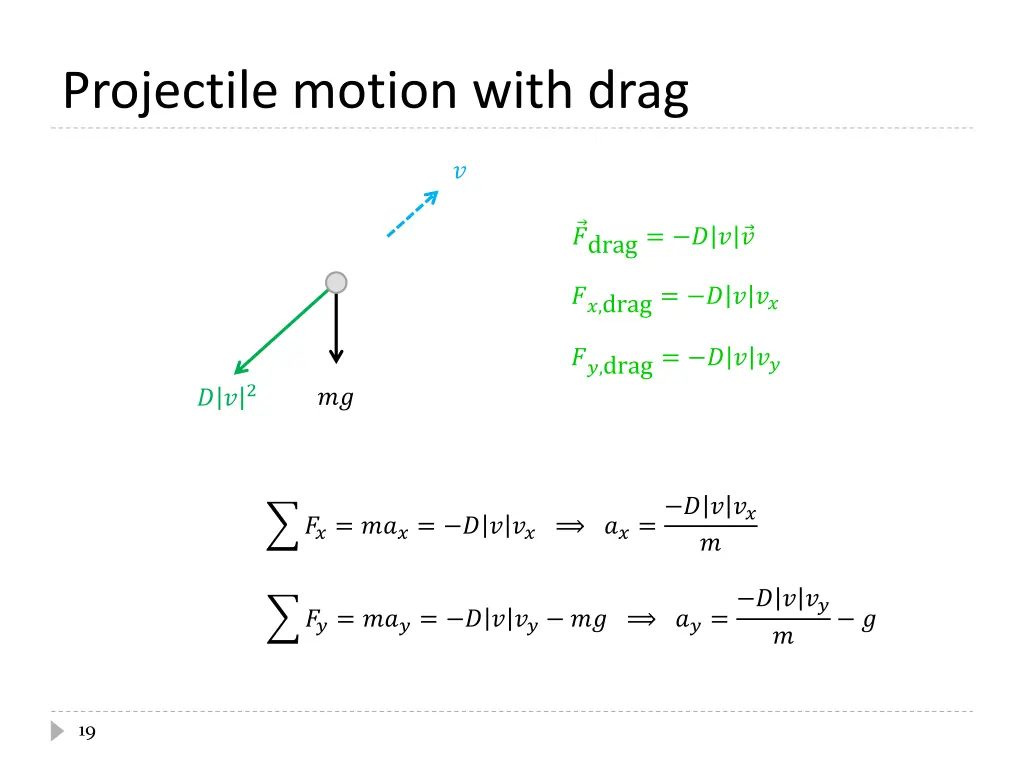projectile motion with drag 1