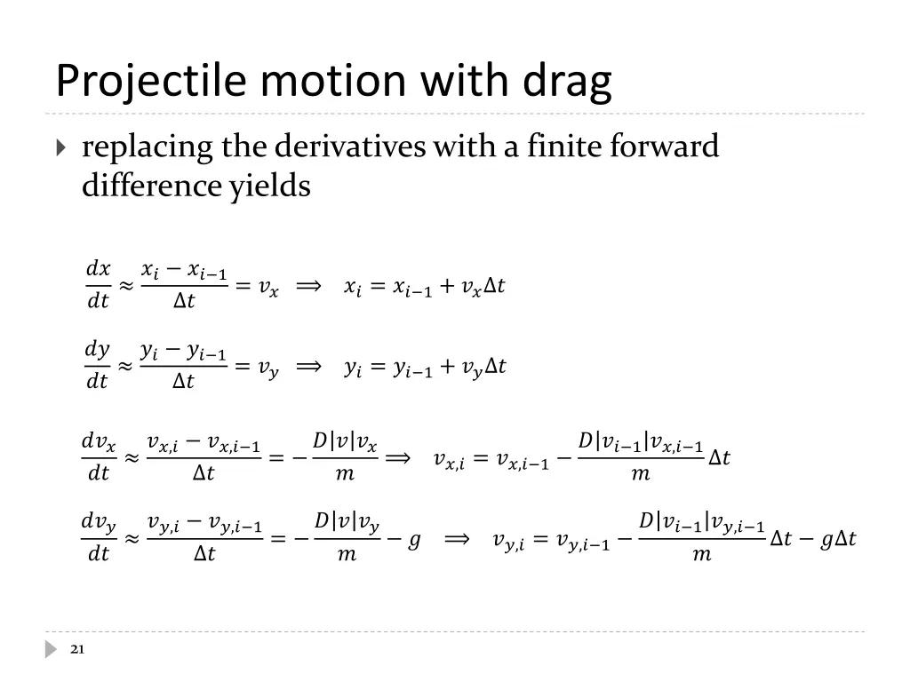 projectile motion with drag 3