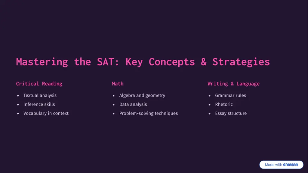 mastering the sat key concepts strategies