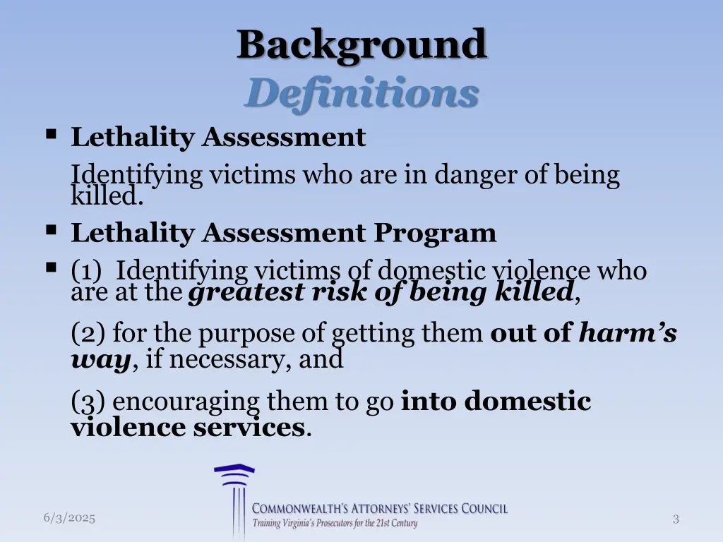 background definitions