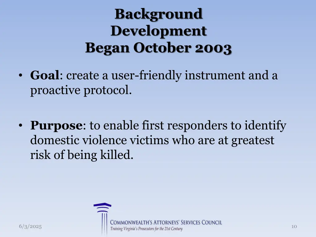 background development began october 2003