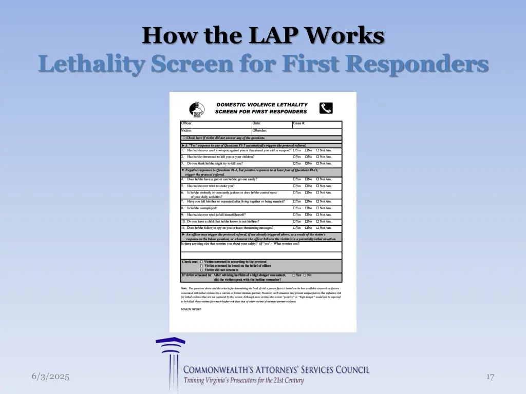 how the lap works lethality screen for first