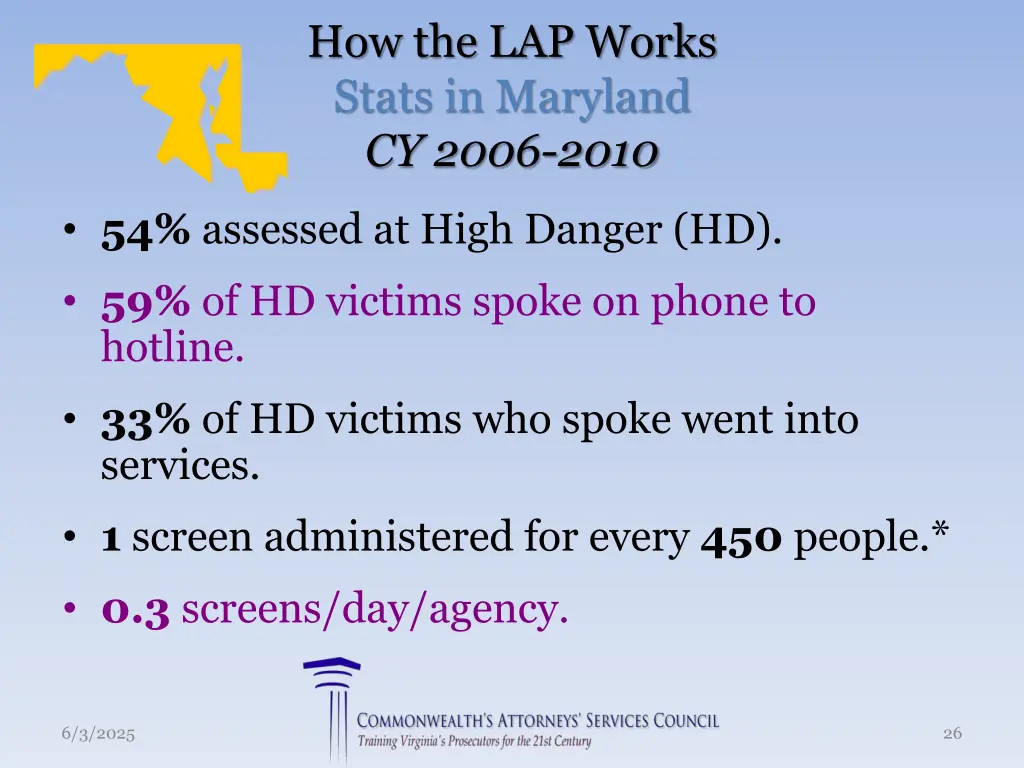 how the lap works stats in maryland cy 2006 2010