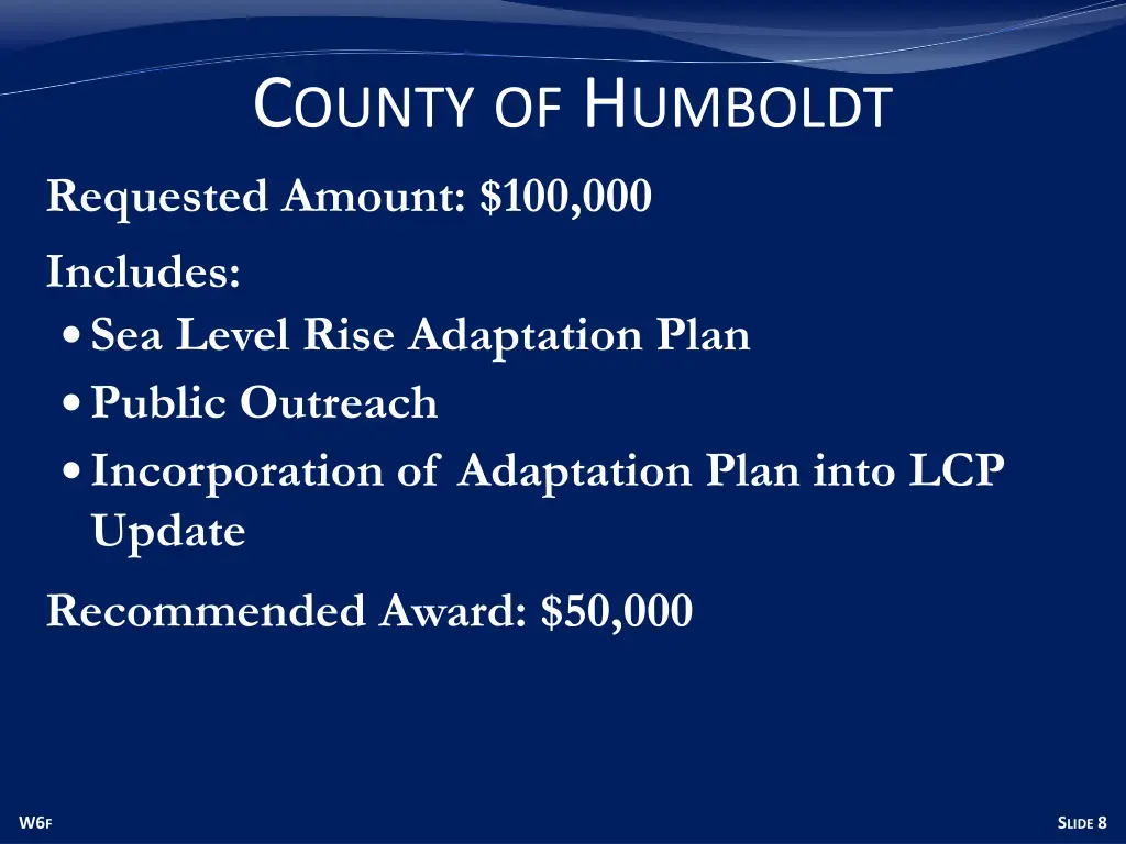 c ounty of h umboldt requested amount