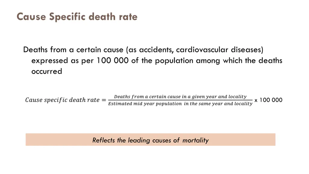 cause specific death rate
