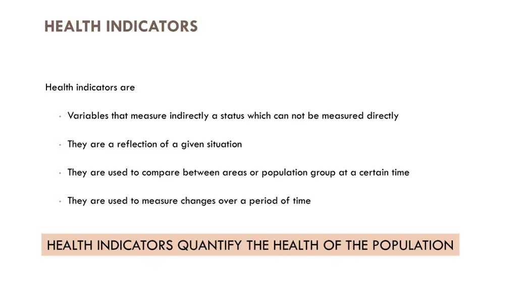 health indicators 1
