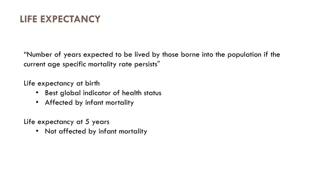 life expectancy