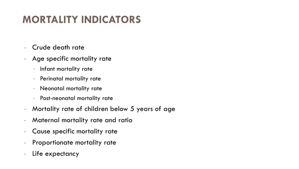 mortality indicators 1