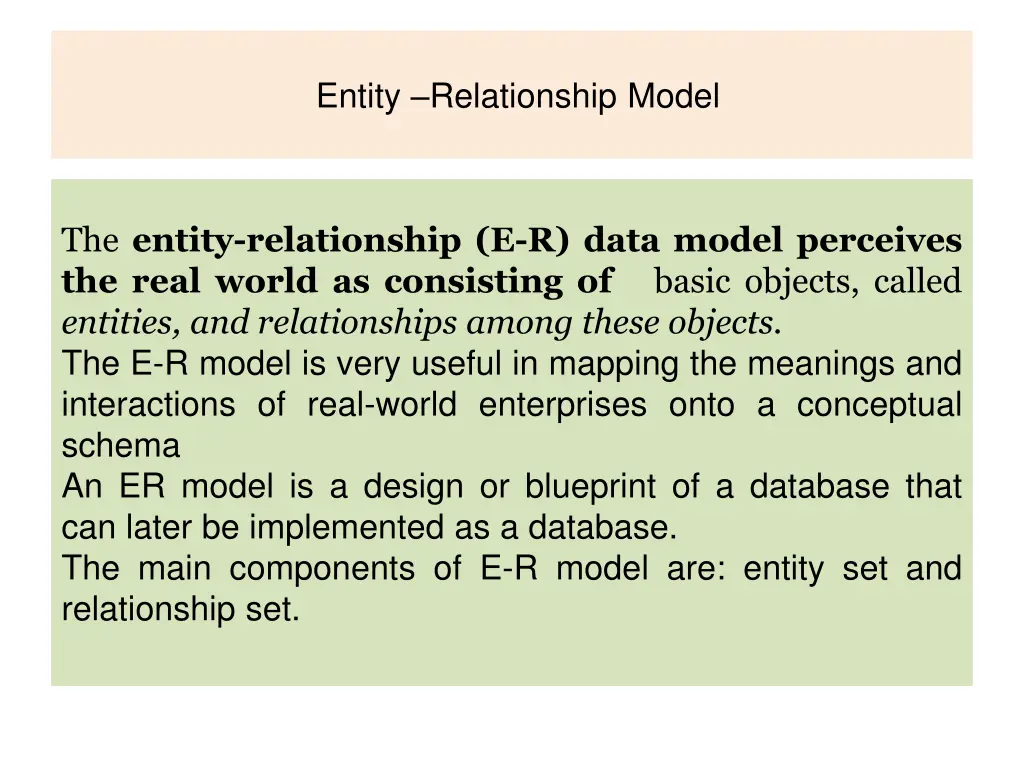 entity relationship model