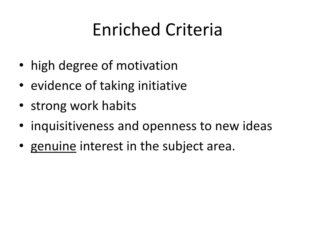 enriched criteria