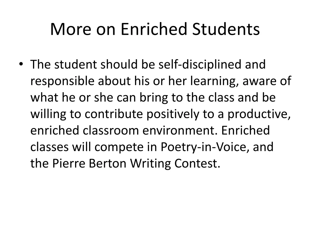 more on enriched students