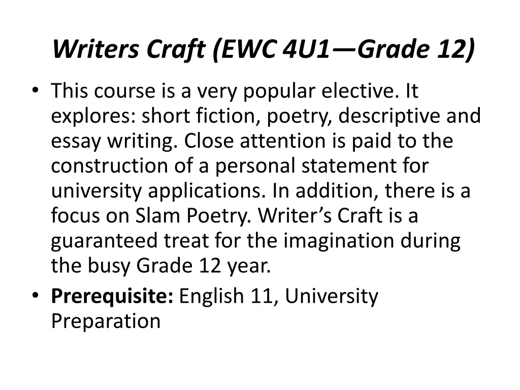 writers craft ewc 4u1 grade 12