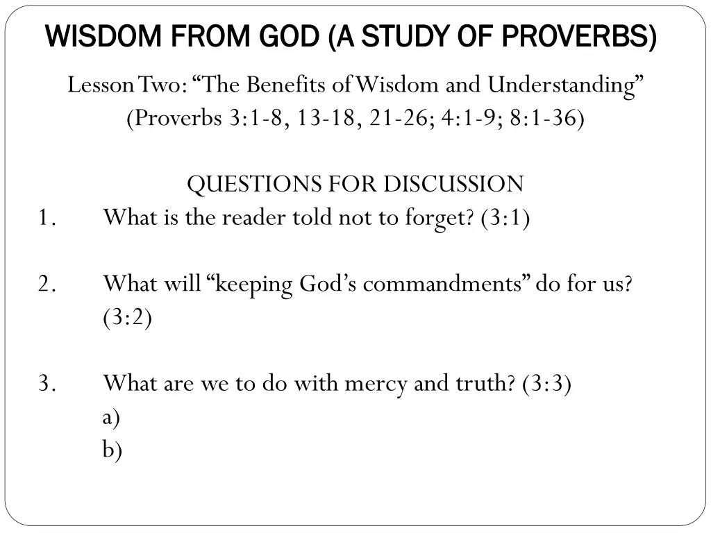 wisdom from god a study of proverbs wisdom from 1