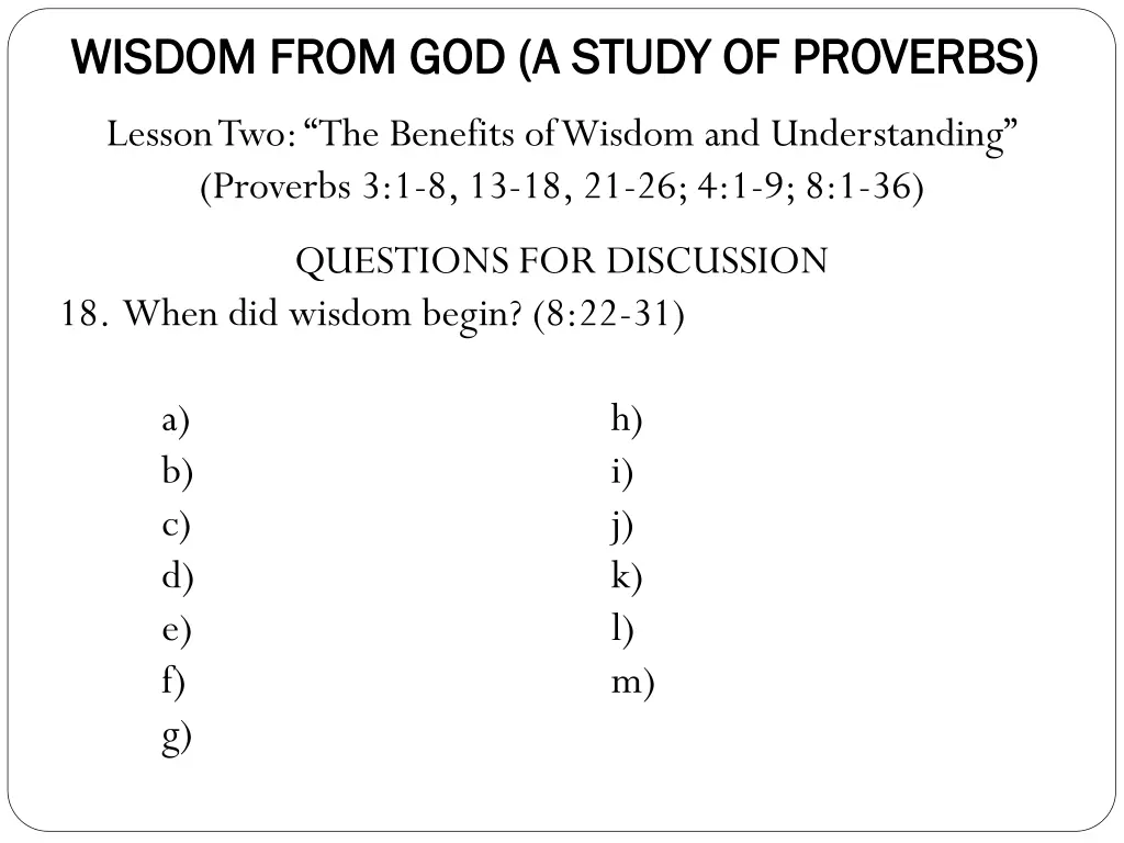 wisdom from god a study of proverbs wisdom from 10