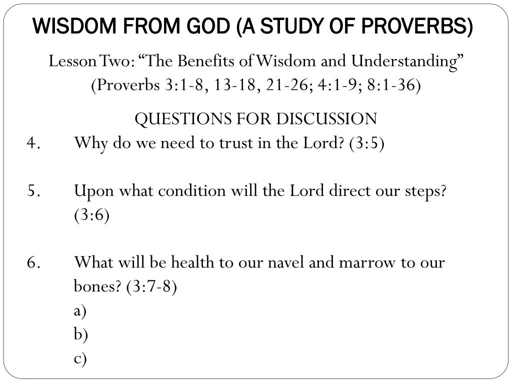 wisdom from god a study of proverbs wisdom from 2