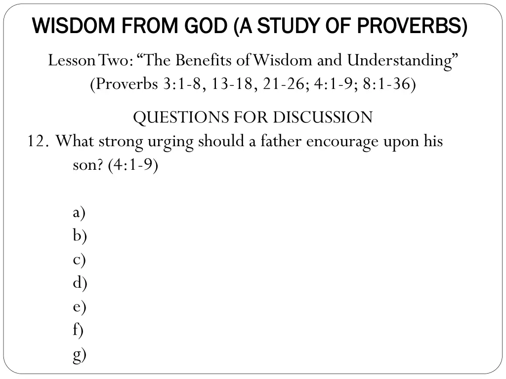 wisdom from god a study of proverbs wisdom from 5