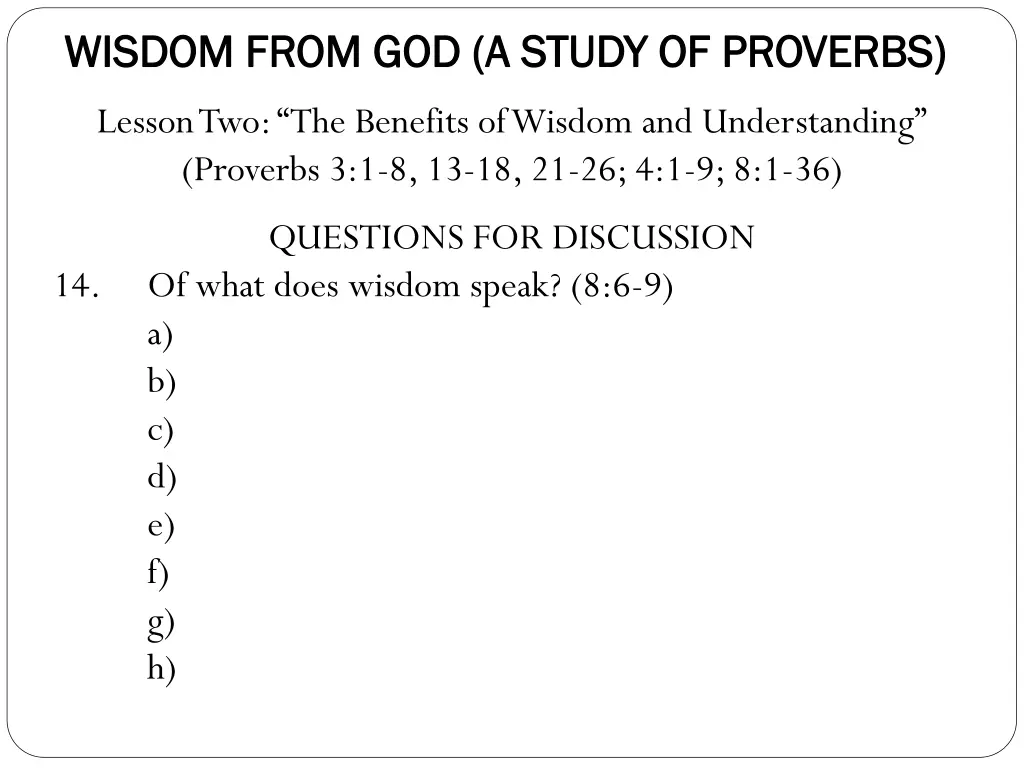 wisdom from god a study of proverbs wisdom from 7