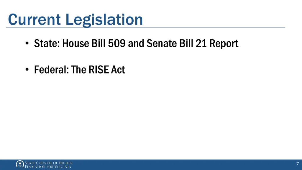 current legislation
