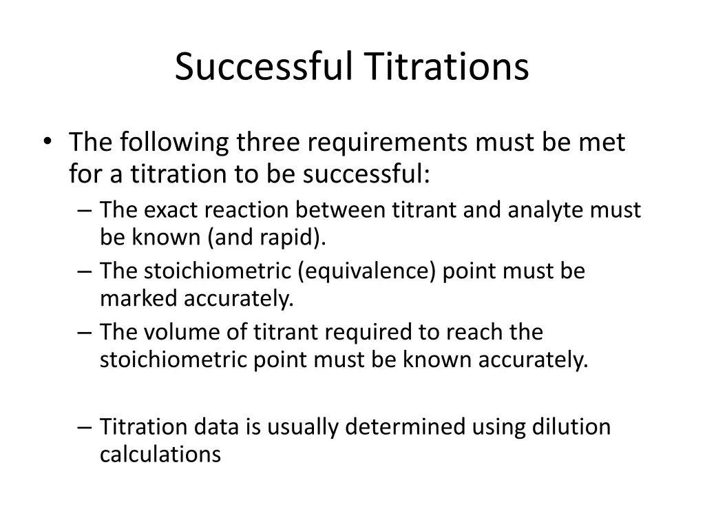 successful titrations