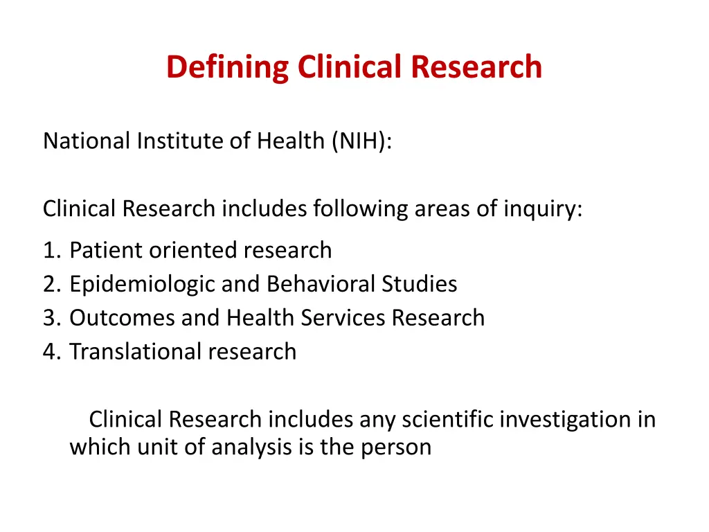 defining clinical research