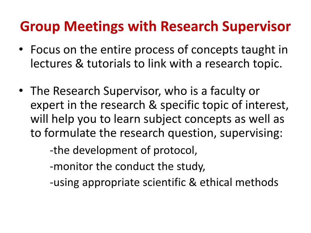 group meetings with research supervisor