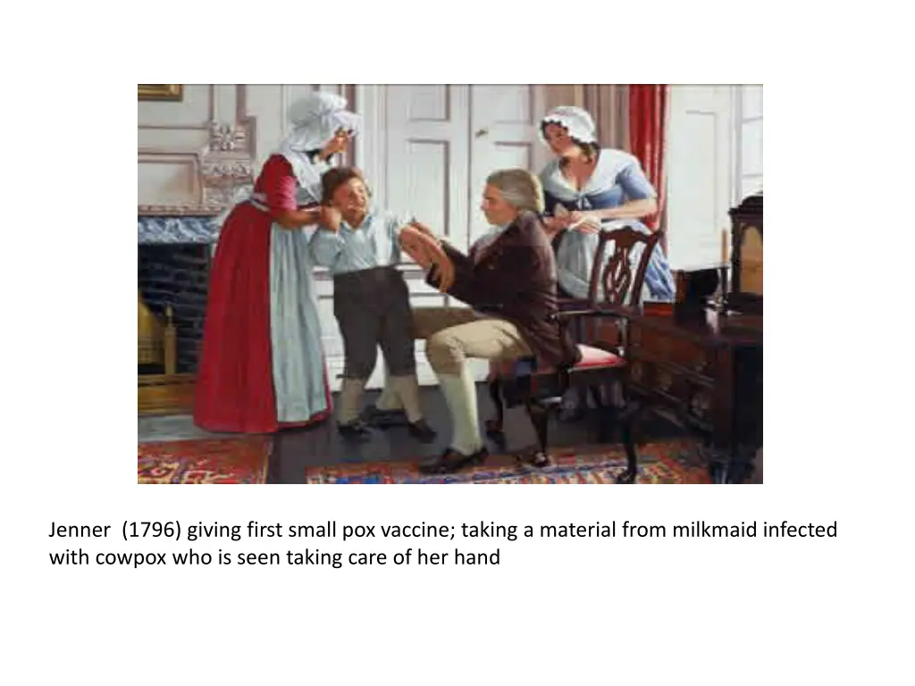 jenner 1796 giving first small pox vaccine taking