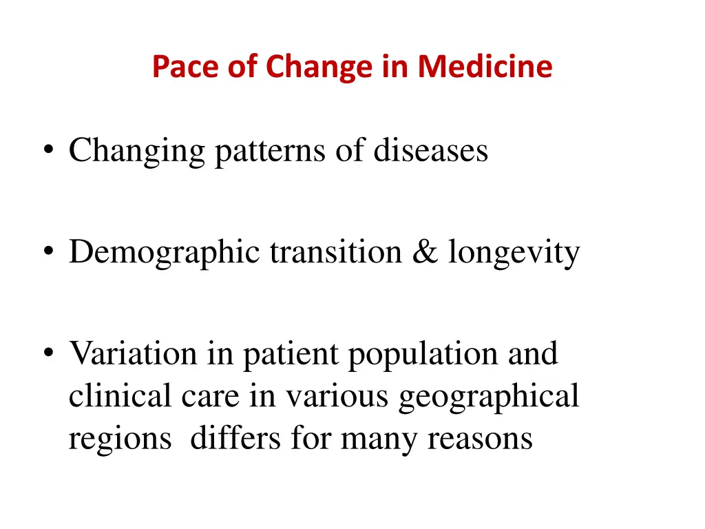 pace of change in medicine
