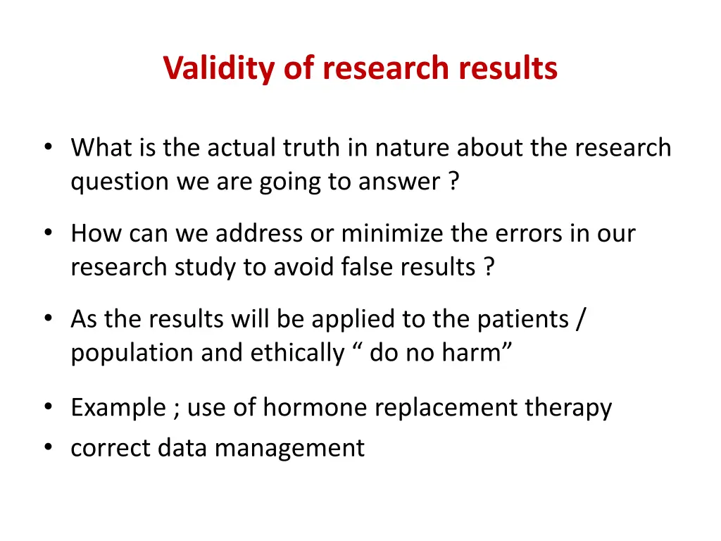 validity of research results