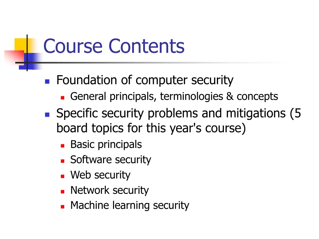 course contents
