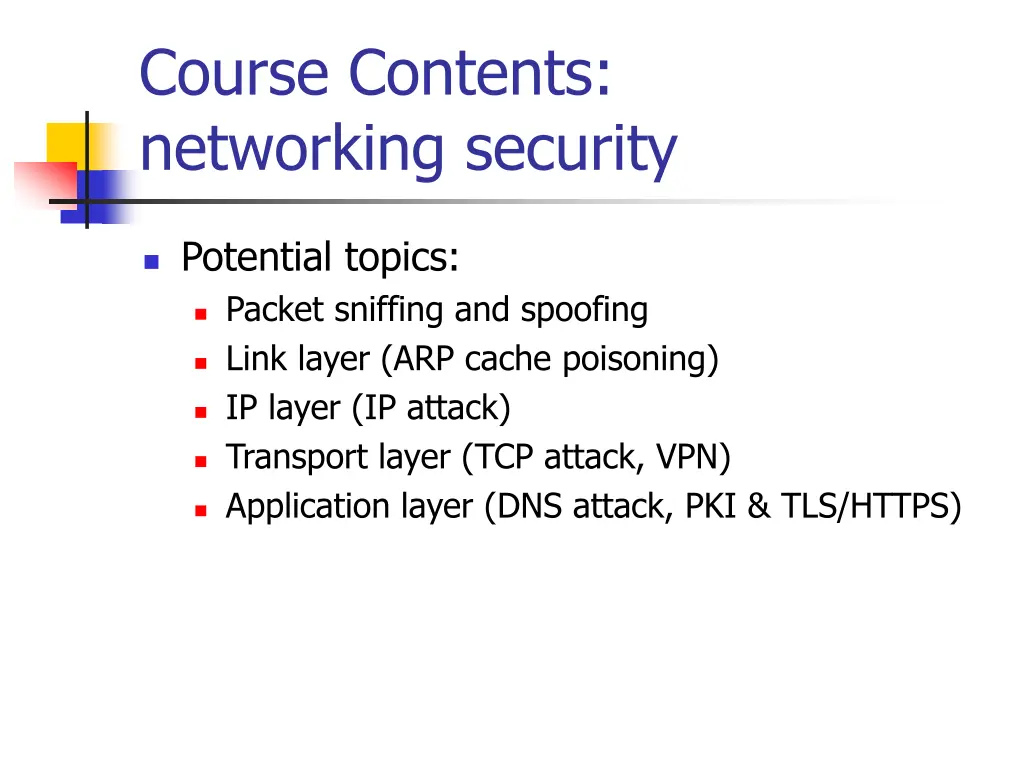 course contents networking security