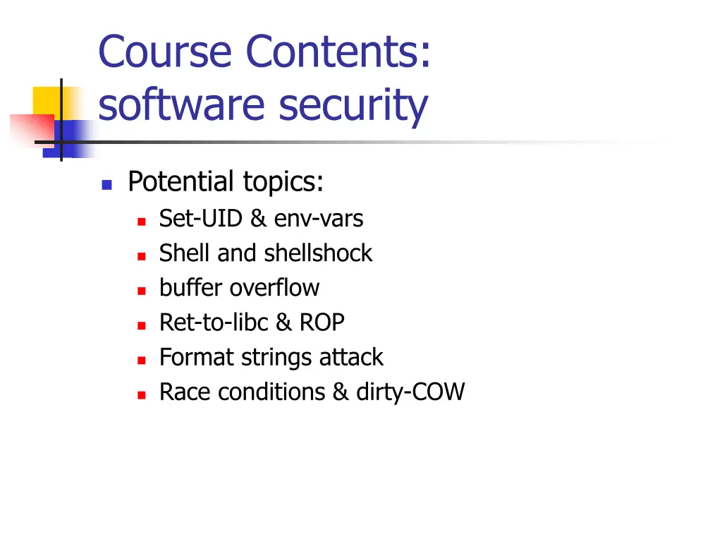 course contents software security