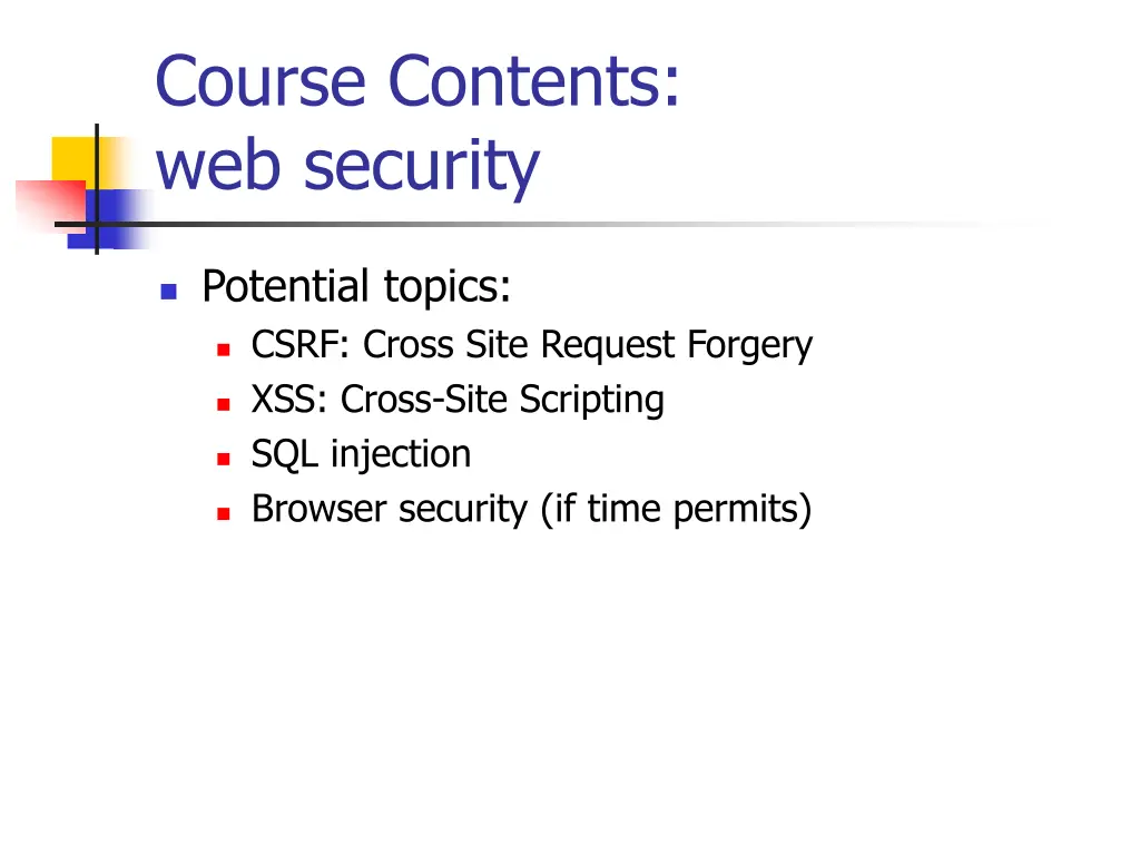 course contents web security