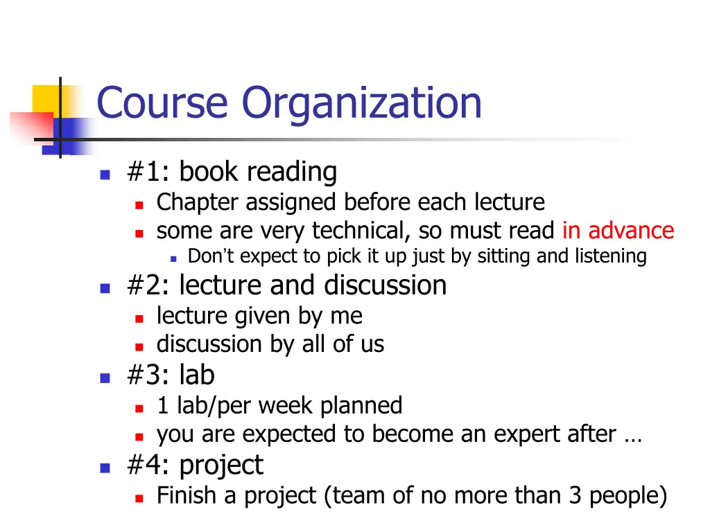course organization