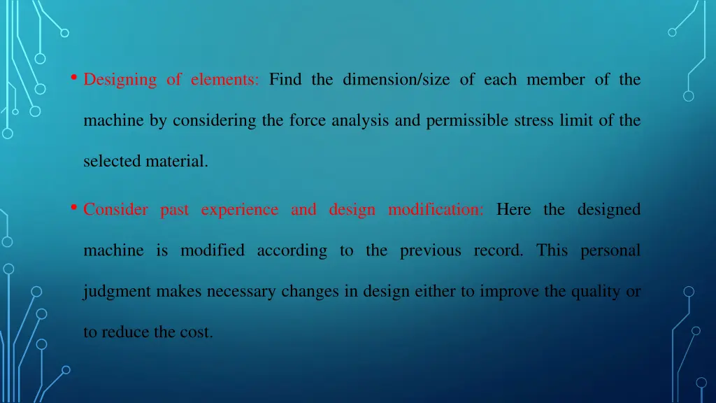 designing of elements find the dimension size