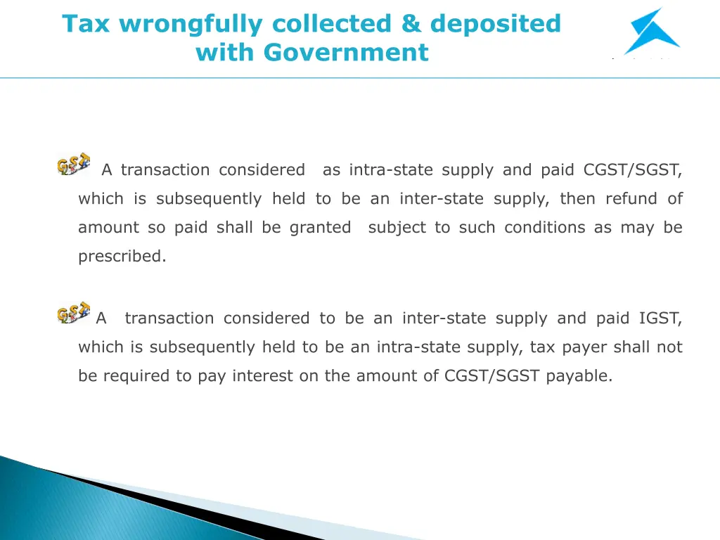 tax wrongfully collected deposited with government