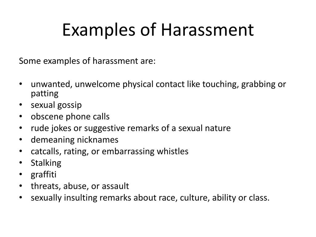 examples of harassment