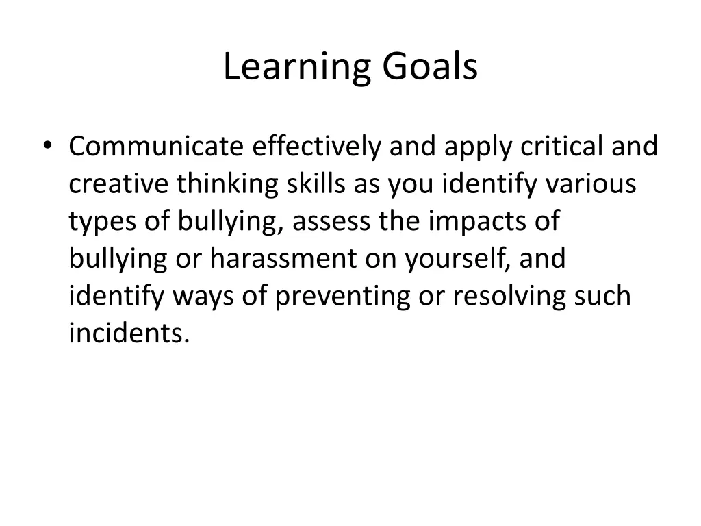 learning goals 1