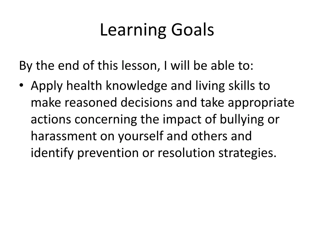 learning goals